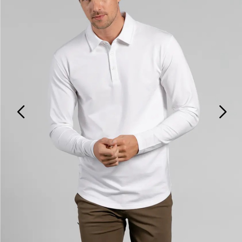 BYLT white long sleeve polo - men’s medium